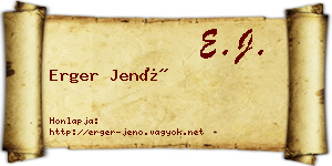 Erger Jenő névjegykártya